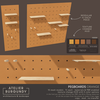 Second Life Marketplace - Atelier Burgundy . Pegboards . Orange